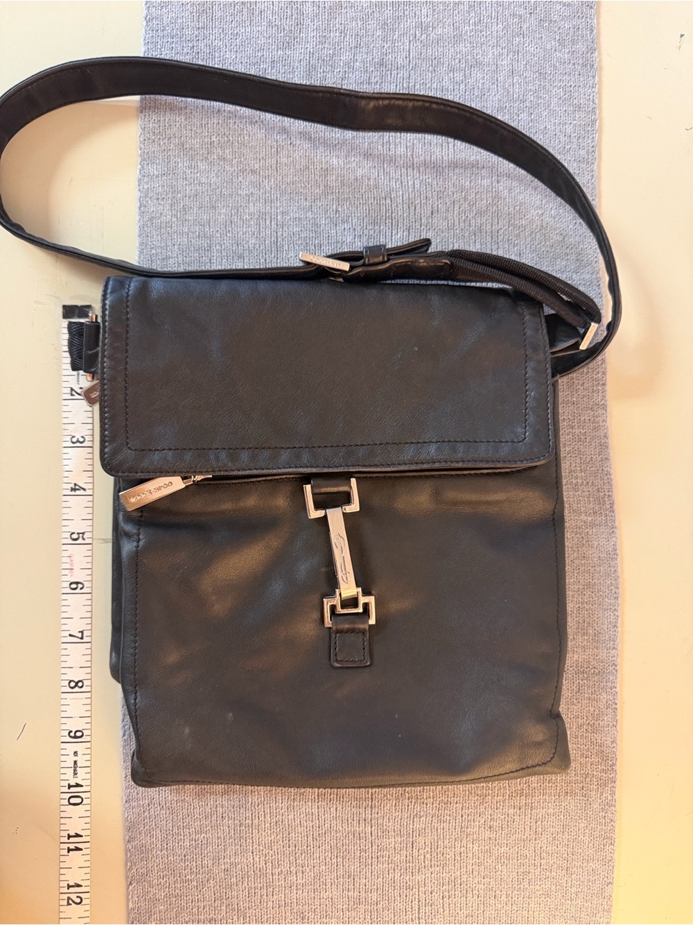 Vintage Cole Haan Black Leather Crossbody Messenger Bag